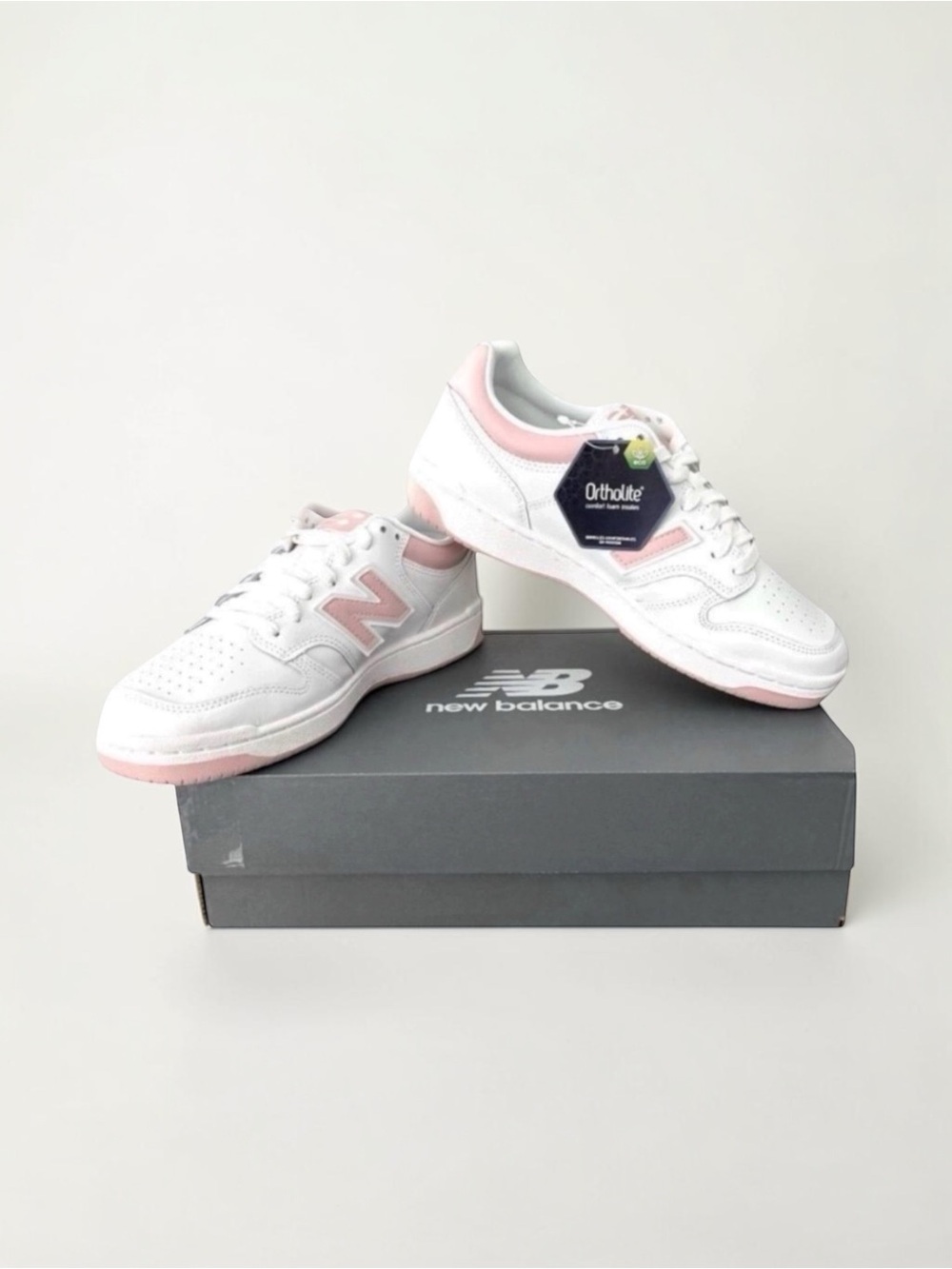 New Balance 480 White Orb Pink Leather Sneakers NWT BB480LOP Women 9.5 / Men 8